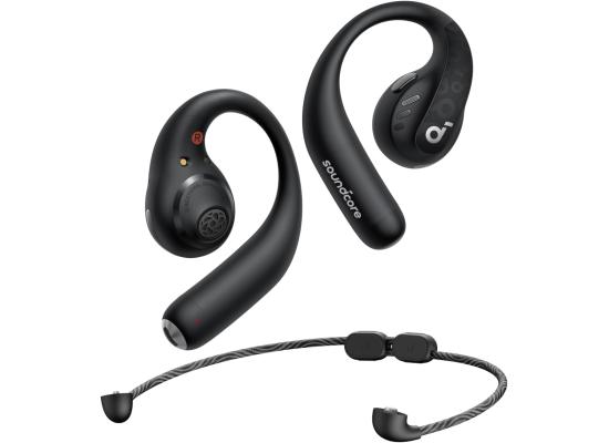 Anker Soundcore AeroFit Pro Open-Ear Headphones, Ultra Comfort, Secure Fit, Ergonomic Design, Rich Sound with LDAC, Bluetooth 5.3, IPX5 Water-Resistant, 46H Playtime - Black